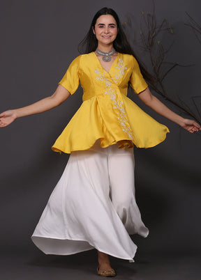 2 Pc Yellow Readymade Silk Top Set - Indian Silk House Agencies