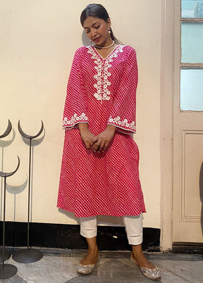 2 Pc Pink Readymade Cotton Kurti Set - Indian Silk House Agencies