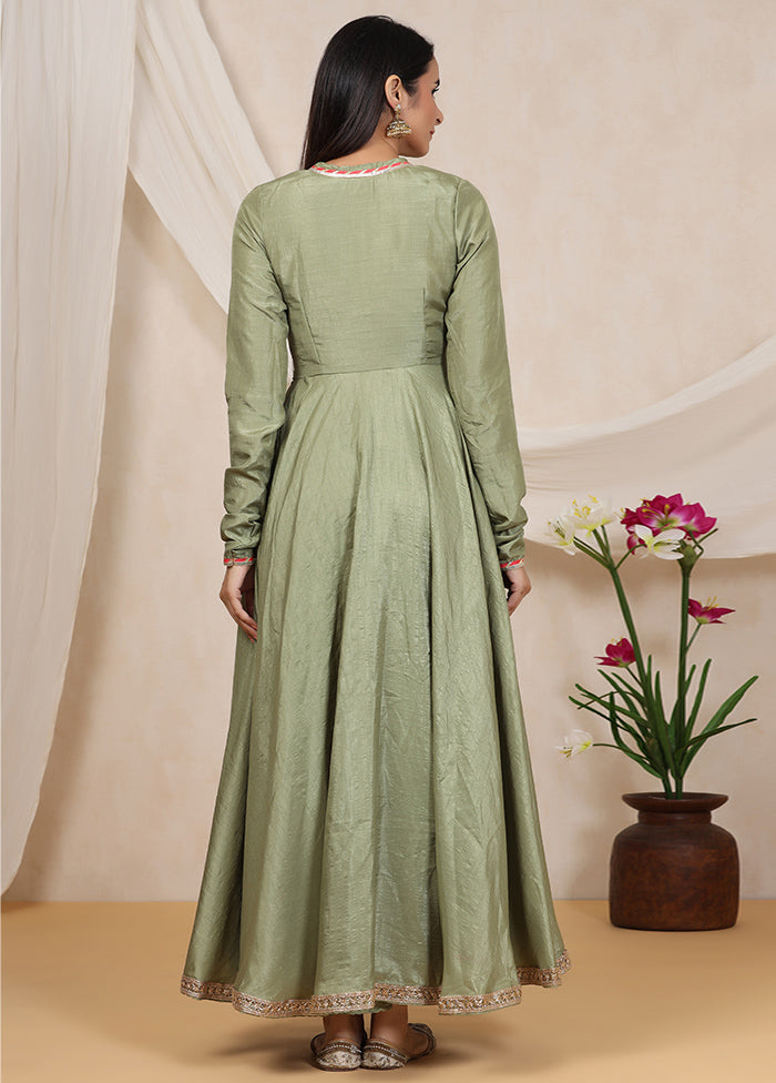 Olive Green Readymade Polyester Indian Dress - Indian Silk House Agencies