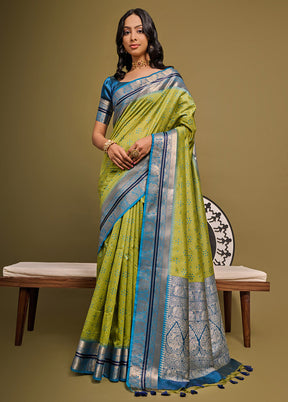 Mehendi Dupion Silk Saree With Blouse Piece