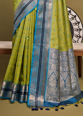 Mehendi Dupion Silk Saree With Blouse Piece