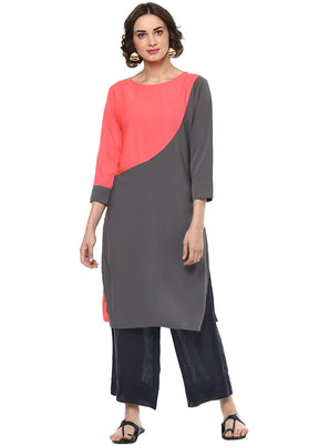 Grey Readymade Silk Kurti