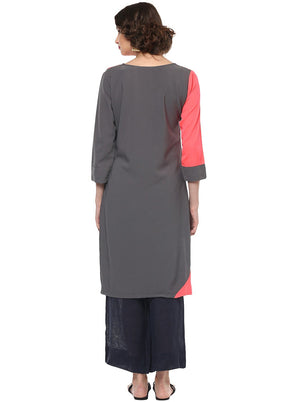 Grey Readymade Silk Kurti