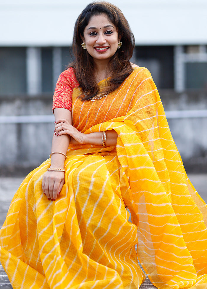 Yellow Kota Saree With Blouse Piece - Indian Silk House Agencies