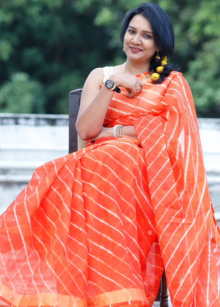 Orange Kota Saree With Blouse Piece - Indian Silk House Agencies