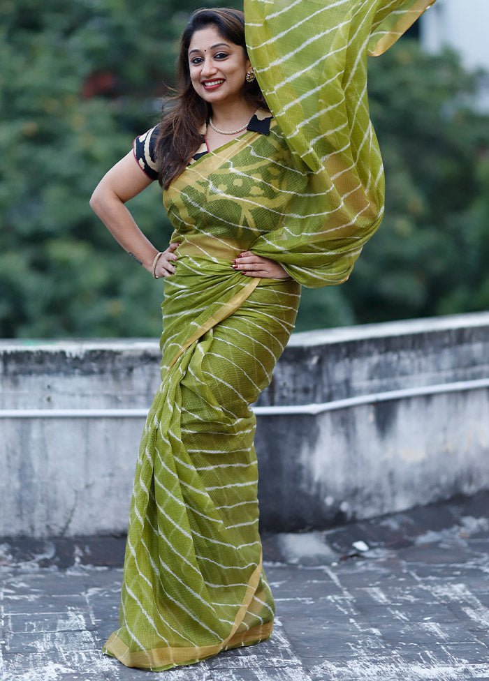 Olive Green Kota Saree With Blouse Piece - Indian Silk House Agencies