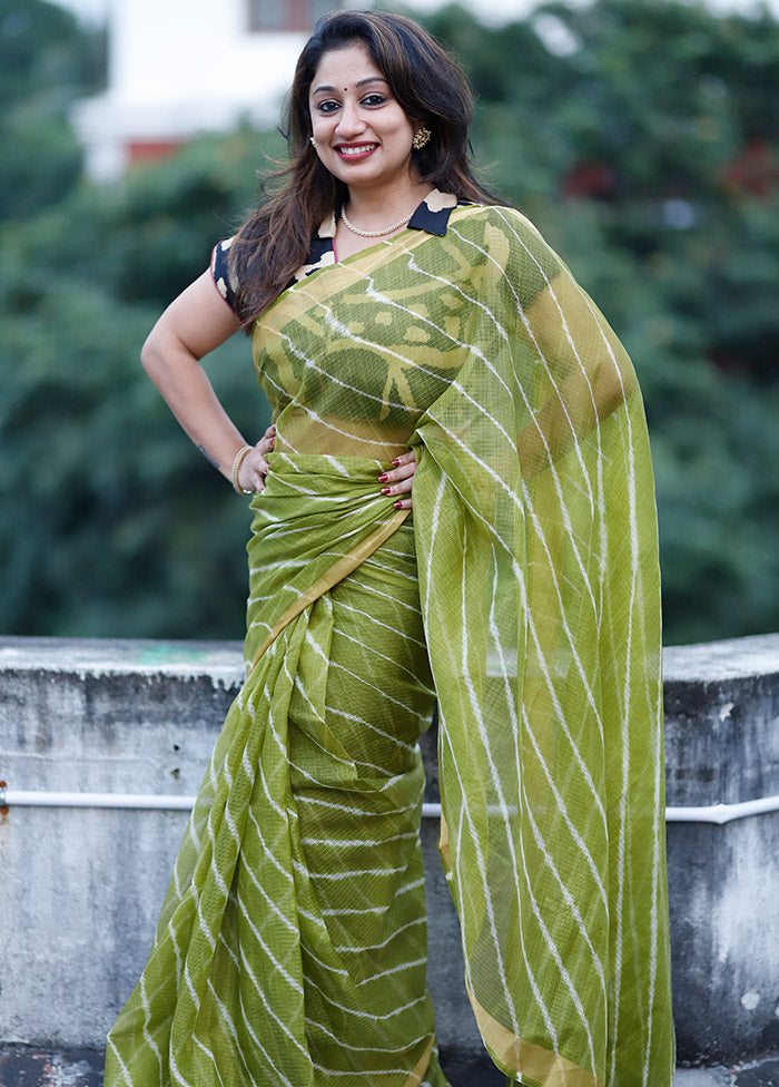 Olive Green Kota Saree With Blouse Piece - Indian Silk House Agencies