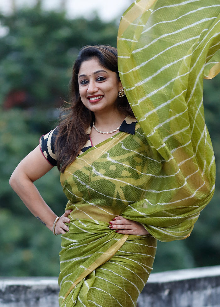 Olive Green Kota Saree With Blouse Piece - Indian Silk House Agencies