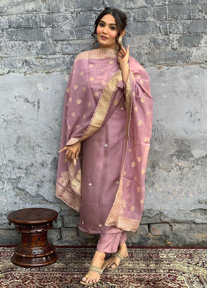 3 Pc Pink Readymade Viscose Suit Set