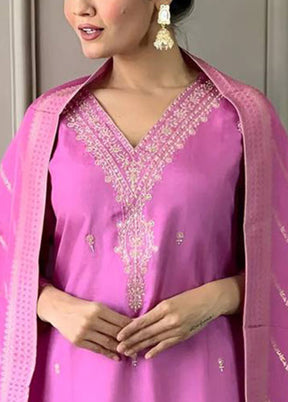 3 Pc Pink Readymade Viscose Suit Set