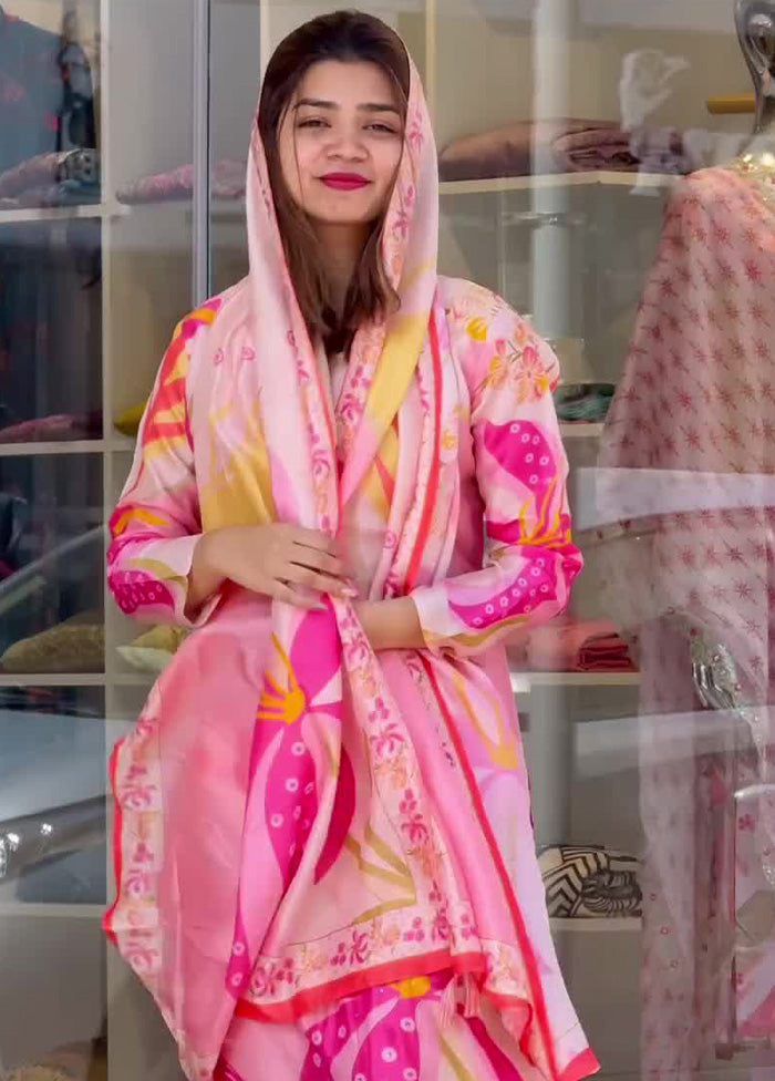 3 Pc Baby Pink Readymade Silk Suit Set