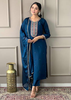 3 Pc Blue Readymade Viscose Suit Set