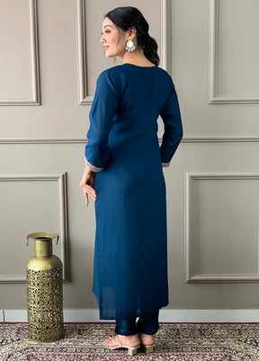 3 Pc Blue Readymade Viscose Suit Set