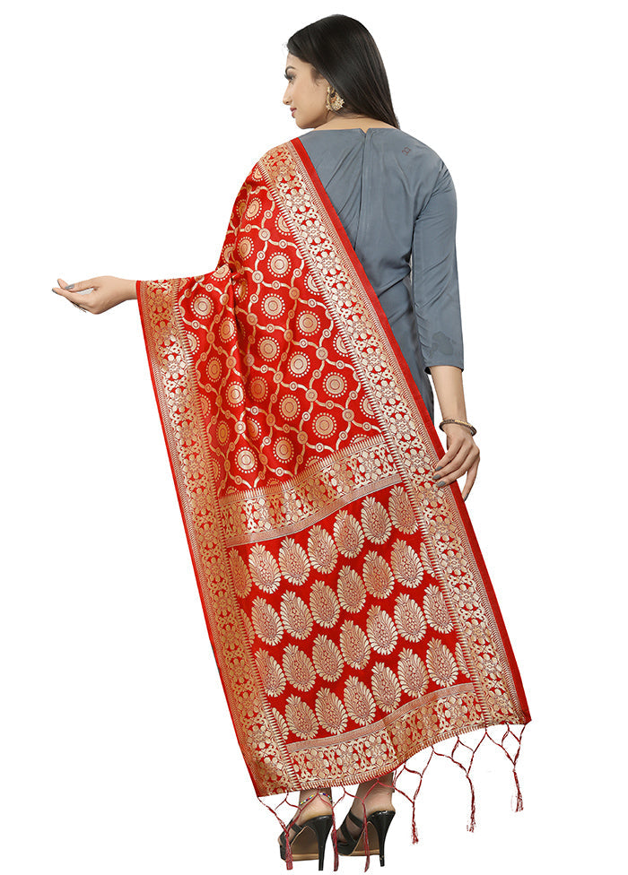 Red Zari Woven Ethnic Dupatta - Indian Silk House Agencies