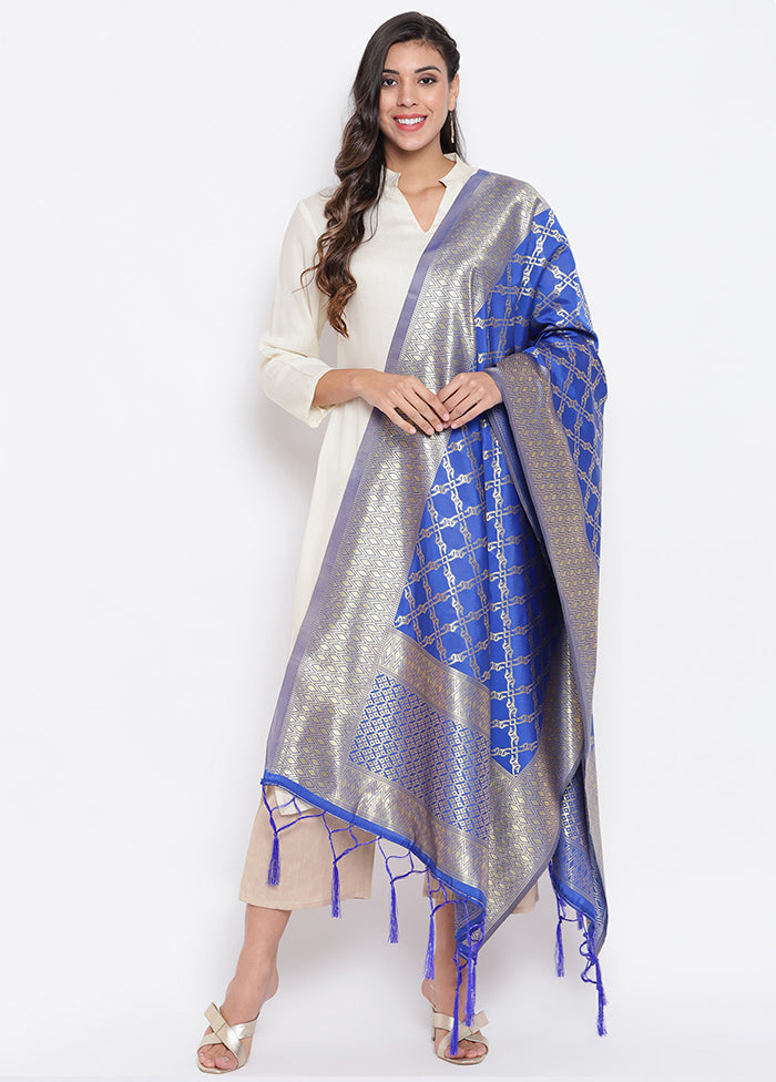 Blue Zari Woven Ethnic Dupatta - Indian Silk House Agencies