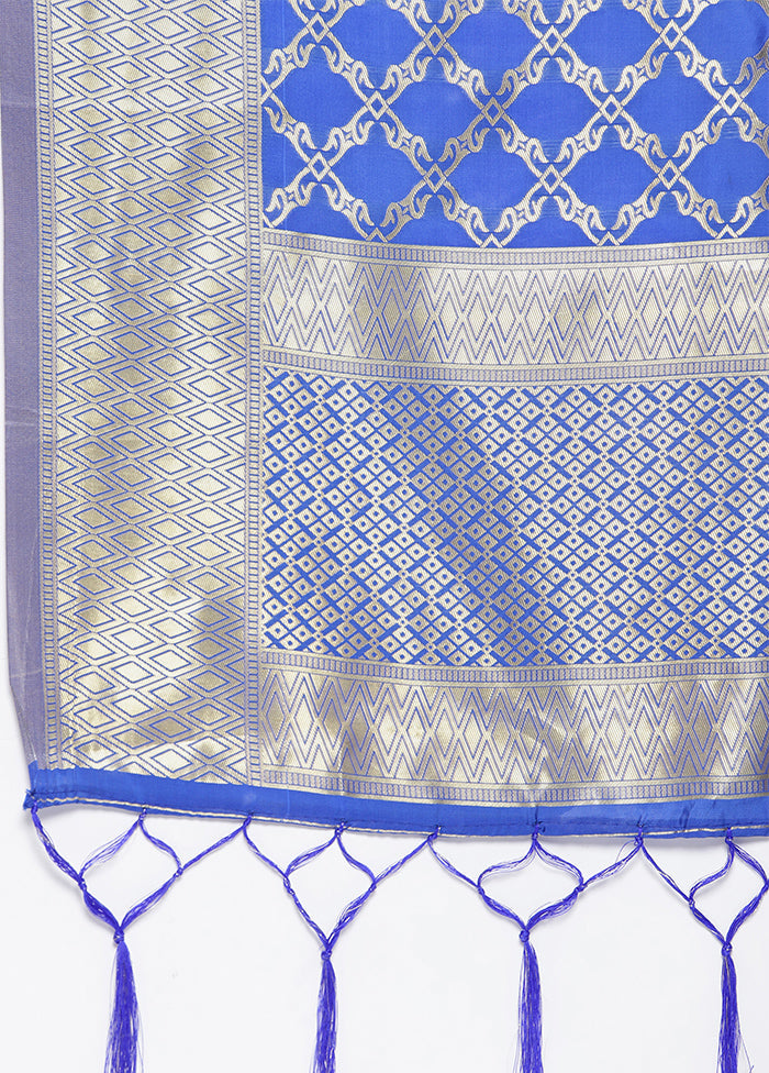 Blue Zari Woven Ethnic Dupatta - Indian Silk House Agencies