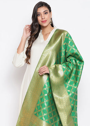 Green Zari Woven Ethnic Dupatta - Indian Silk House Agencies