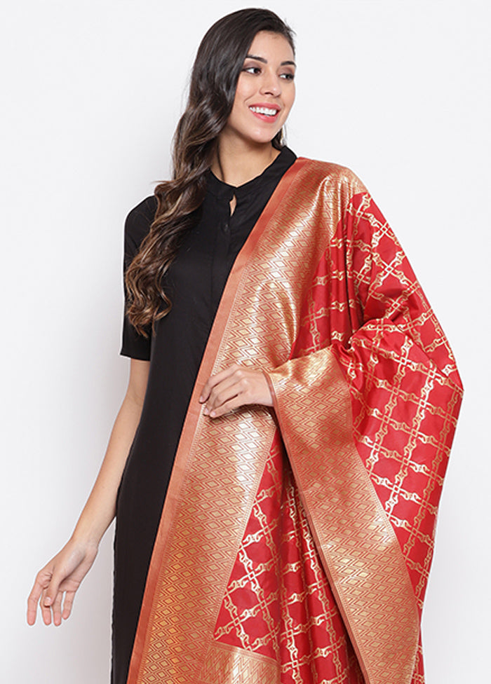 Red Zari Woven Ethnic Dupatta - Indian Silk House Agencies