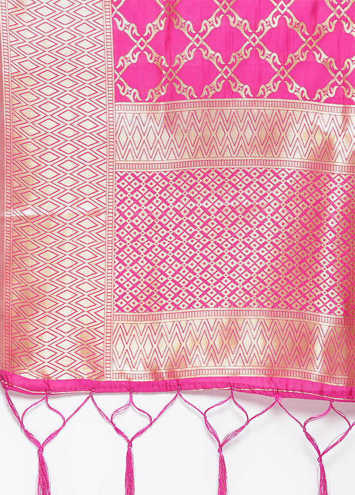 Rani Pink Zari Woven Ethnic Dupatta - Indian Silk House Agencies