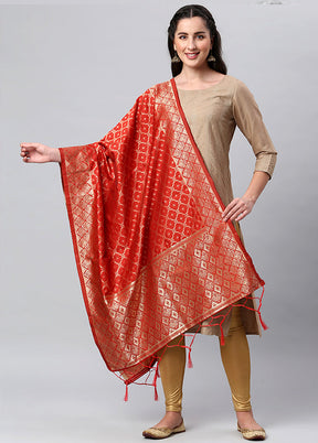 Red Zari Woven Ethnic Dupatta - Indian Silk House Agencies