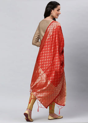 Red Zari Woven Ethnic Dupatta - Indian Silk House Agencies