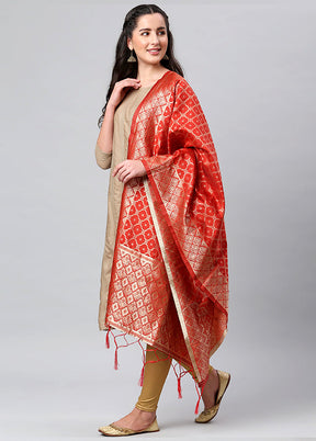 Red Zari Woven Ethnic Dupatta - Indian Silk House Agencies