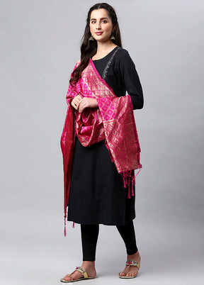 Rani Pink Zari Woven Ethnic Dupatta - Indian Silk House Agencies