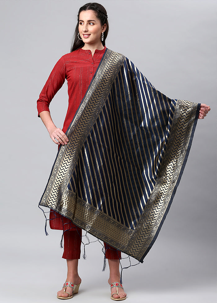 Blue Zari Woven Ethnic Dupatta - Indian Silk House Agencies