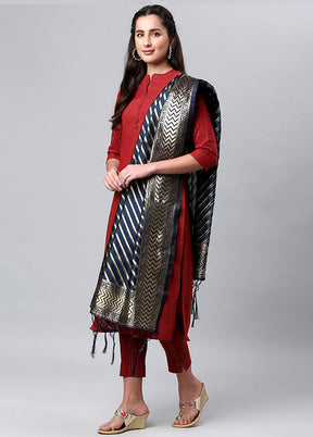 Blue Zari Woven Ethnic Dupatta - Indian Silk House Agencies