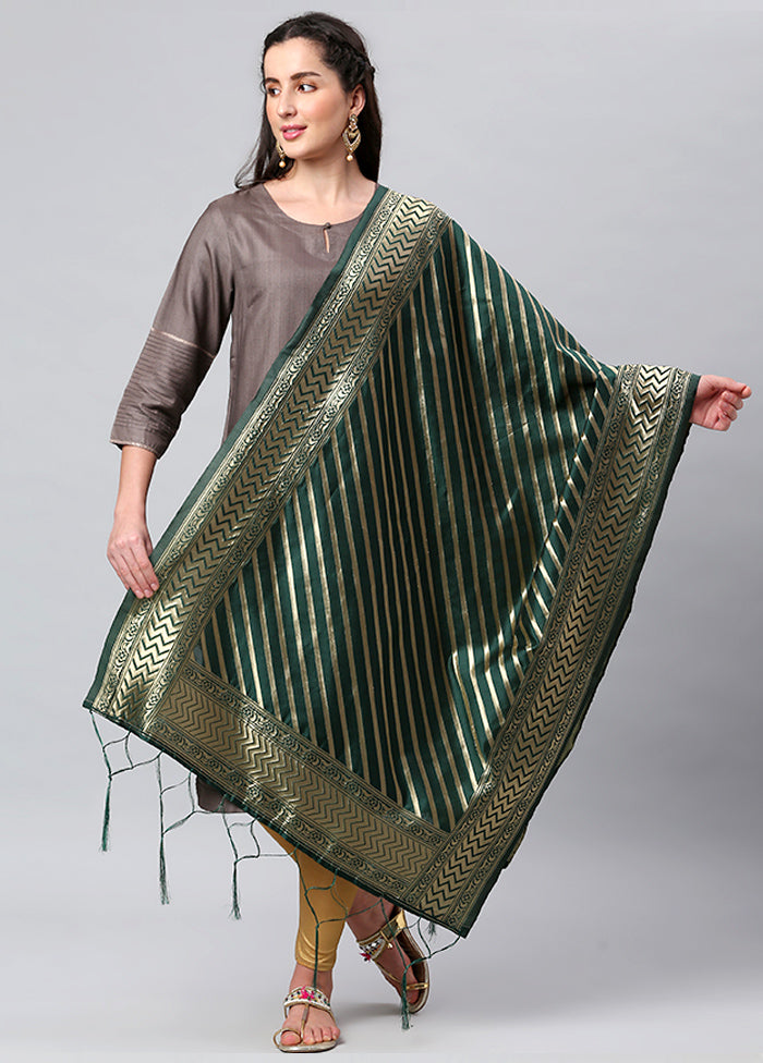 Green Zari Woven Ethnic Dupatta - Indian Silk House Agencies