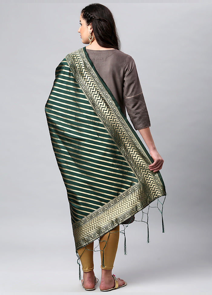 Green Zari Woven Ethnic Dupatta - Indian Silk House Agencies