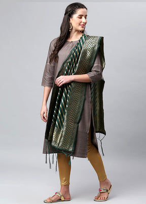 Green Zari Woven Ethnic Dupatta - Indian Silk House Agencies