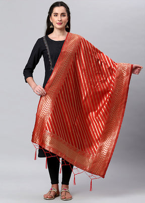 Red Zari Woven Ethnic Dupatta - Indian Silk House Agencies