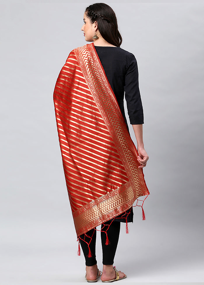 Red Zari Woven Ethnic Dupatta - Indian Silk House Agencies