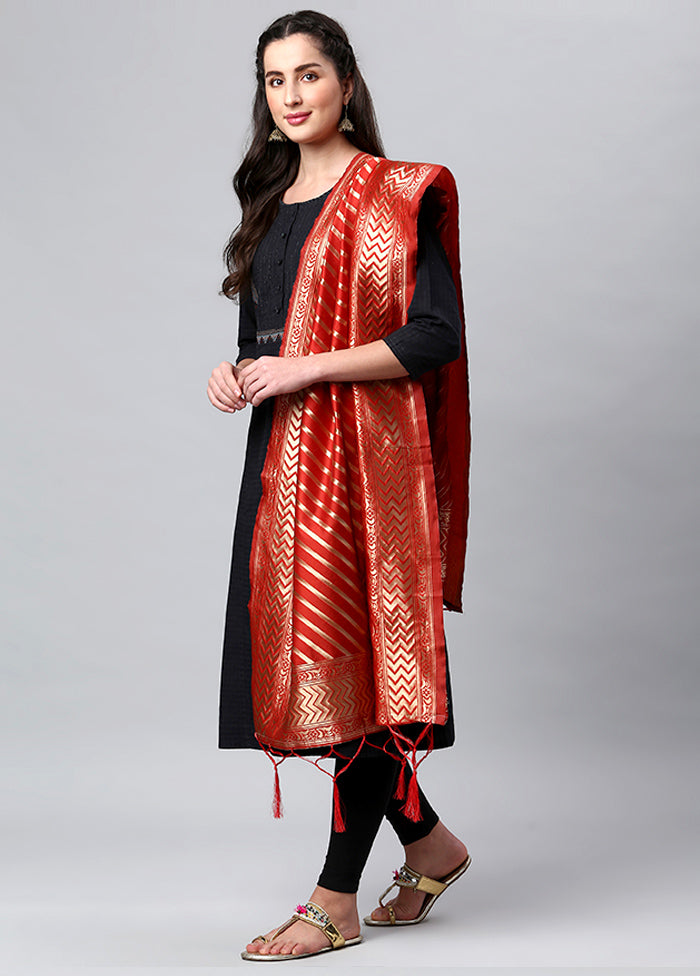 Red Zari Woven Ethnic Dupatta - Indian Silk House Agencies