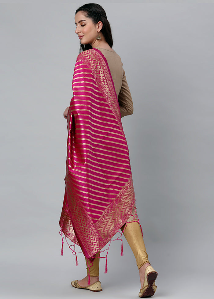 Rani Pink Zari Woven Ethnic Dupatta - Indian Silk House Agencies