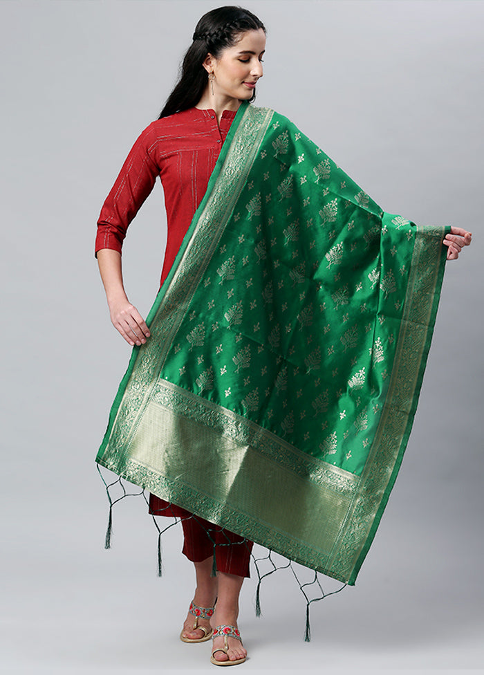 Green Zari Woven Ethnic Dupatta - Indian Silk House Agencies