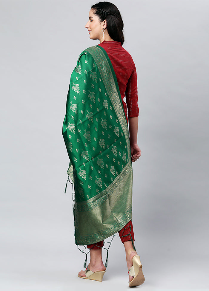 Green Zari Woven Ethnic Dupatta - Indian Silk House Agencies