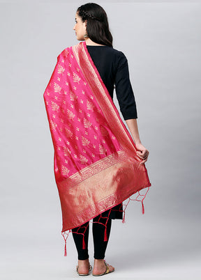 Rani Pink Zari Woven Ethnic Dupatta - Indian Silk House Agencies