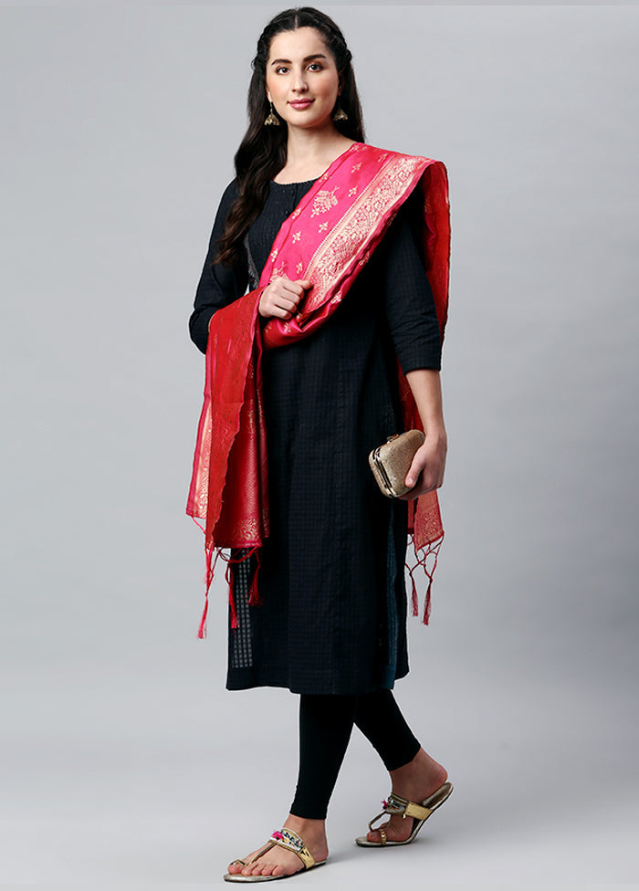 Rani Pink Zari Woven Ethnic Dupatta - Indian Silk House Agencies