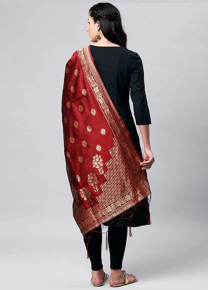 Red Zari Woven Ethnic Dupatta - Indian Silk House Agencies