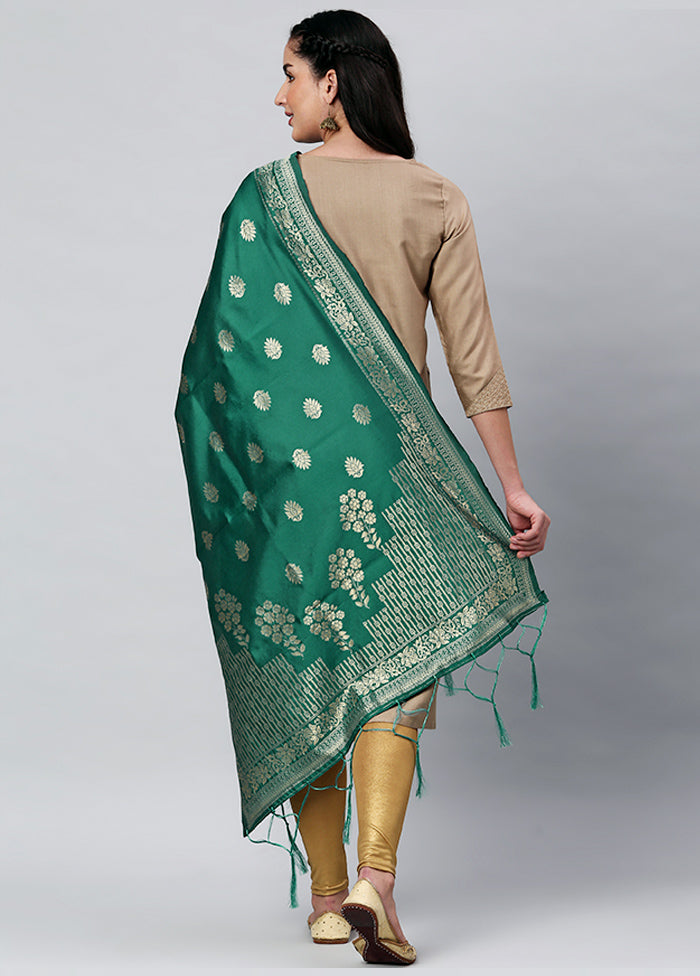 Rama Green Zari Woven Ethnic Dupatta - Indian Silk House Agencies