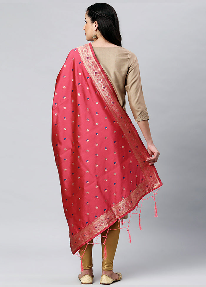 Pale Red Zari Woven Ethnic Dupatta - Indian Silk House Agencies