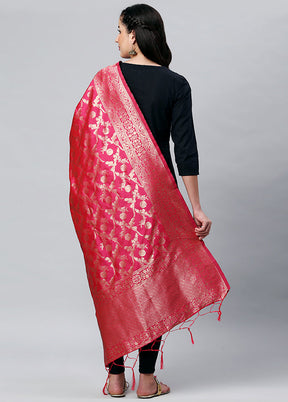 Pale Red Zari Woven Ethnic Dupatta - Indian Silk House Agencies