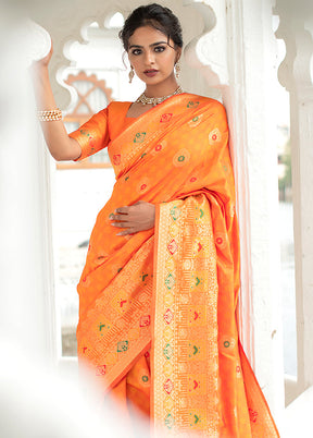 Mustard Spun Silk Saree With Blouse Piece - Indian Silk House Agencies