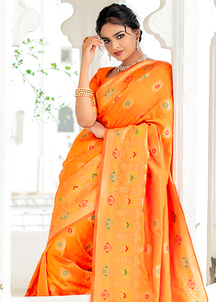 Mustard Spun Silk Saree With Blouse Piece - Indian Silk House Agencies