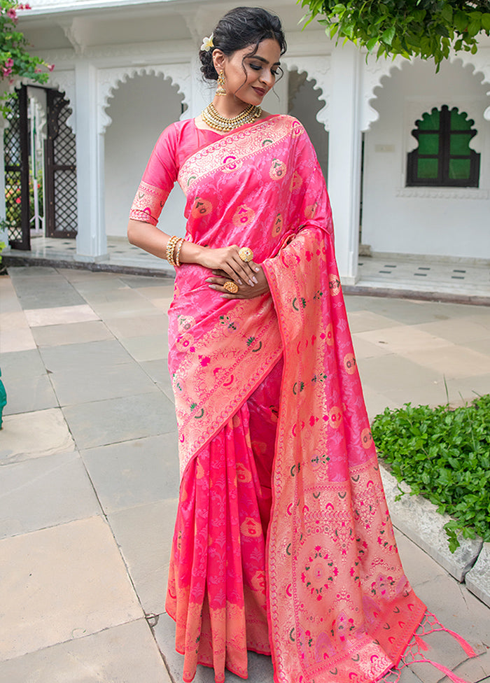 Light Pink Spun Silk Saree With Blouse Piece - Indian Silk House Agencies