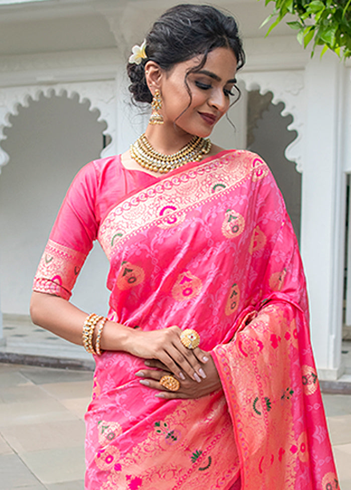 Light Pink Spun Silk Saree With Blouse Piece - Indian Silk House Agencies