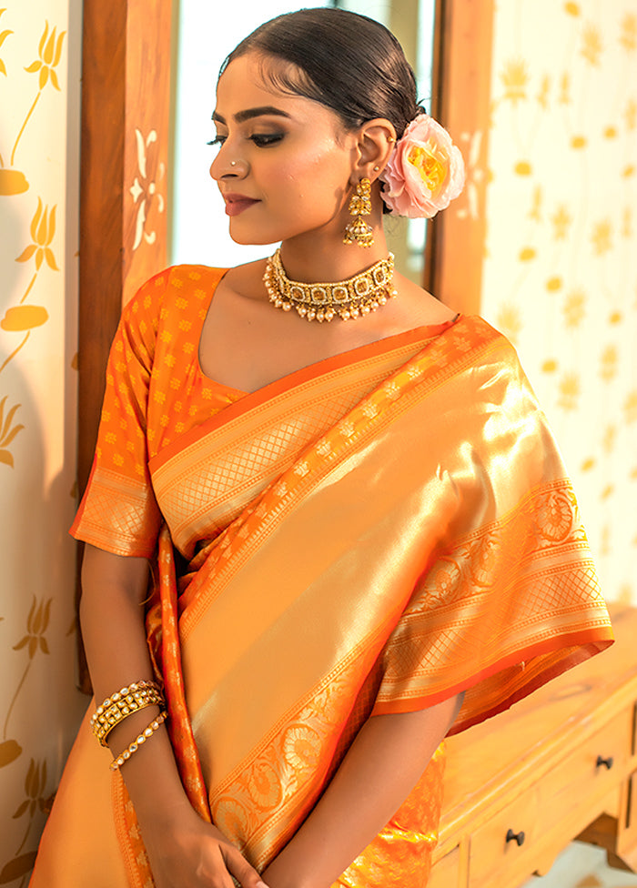 Mustard Spun Silk Saree With Blouse Piece - Indian Silk House Agencies