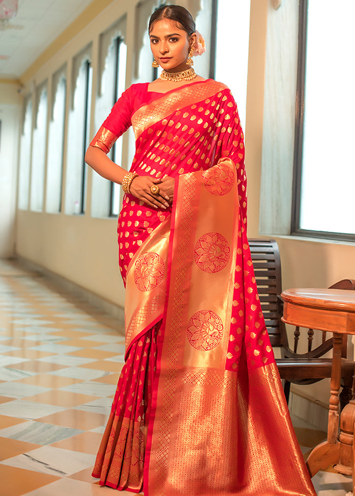 Rani Pink Spun Silk Saree With Blouse Piece - Indian Silk House Agencies